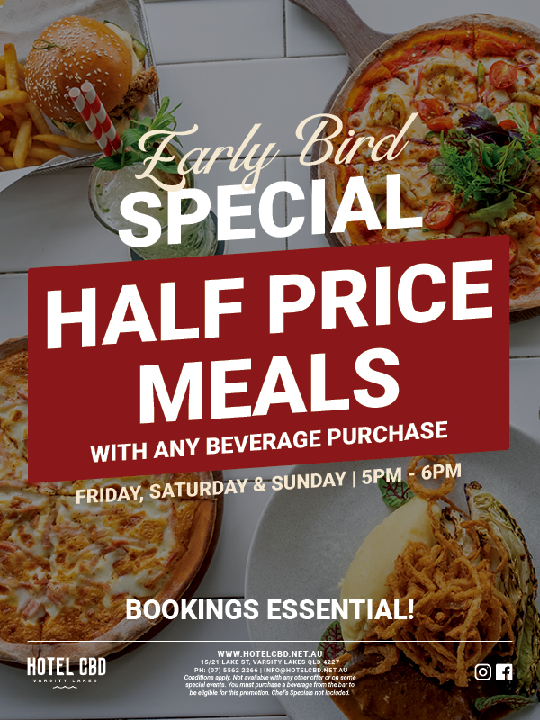 Half Price Early Bird Meal Sepcials - Hotel CBD