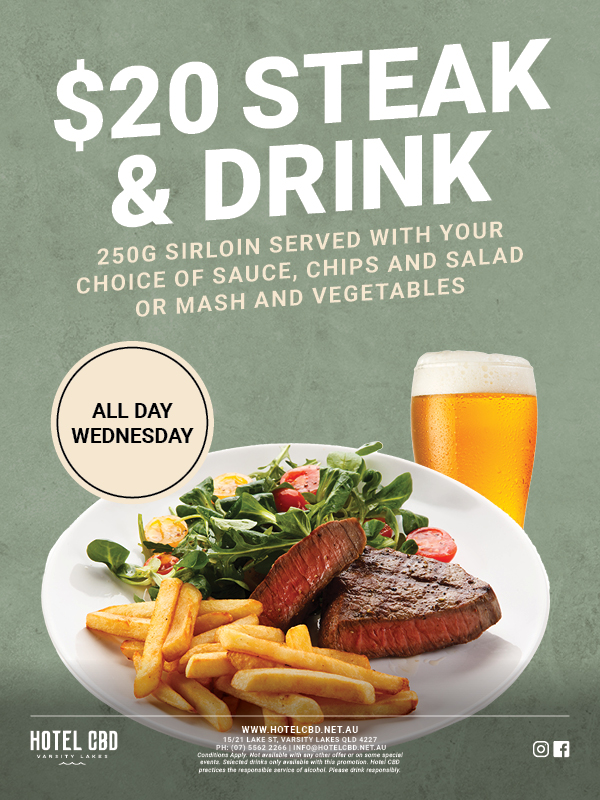Wednesday $20 Steak & Drink Special - Hotel CBD